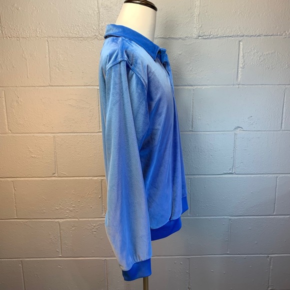 Haband Men's Blue Velvet Pullover Long Sleeve Collared Shirt Size Medium - Picture 2 of 6